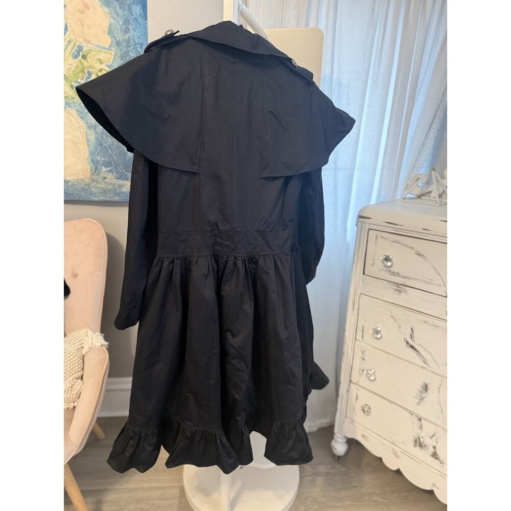 Victorian Choice Coat Womens XL Black Ruffle Hem Cape Trench Coat Vintage Style - Picture 3 of 5